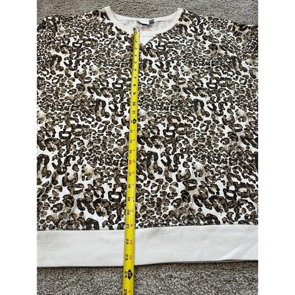 Kim Rogers Womens Leopard Print Pullover Sweatshirt Size 2X Animal Comfort Top - Picture 4 of 7